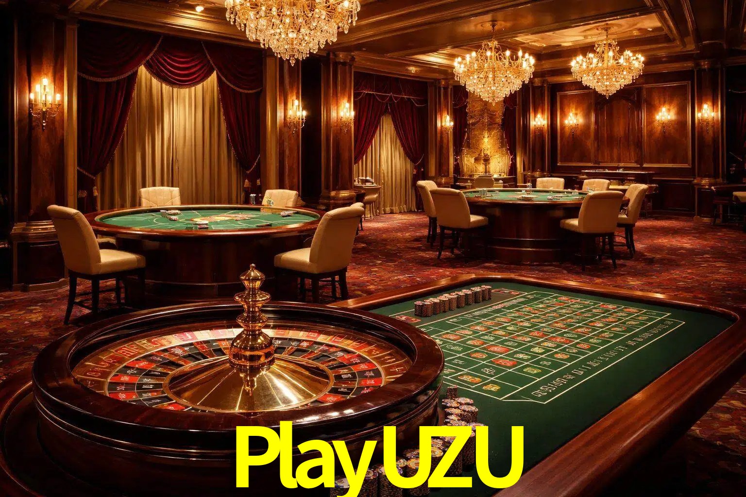 Una escena premium de mesa de casino en vivo con cartas, elementos de ruleta y un ambiente pulido de estudio de transmisión.